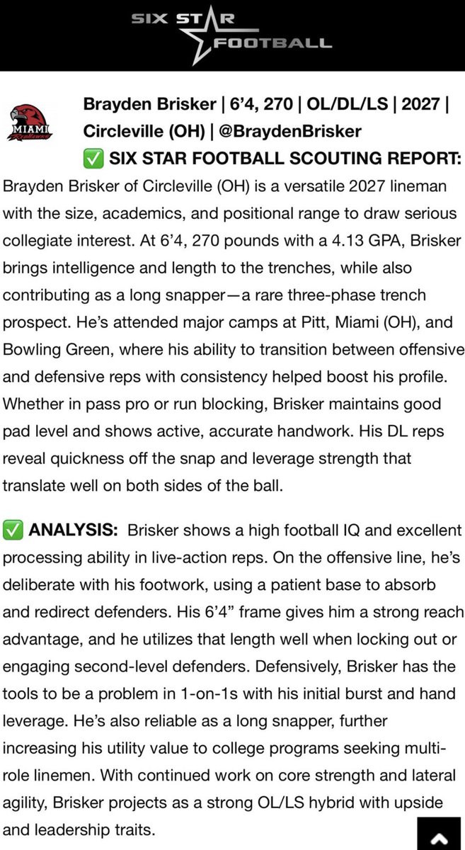Thank you <a href="/sixstarfootball/">Six Star Football | PLUS+</a> for the write up🏈