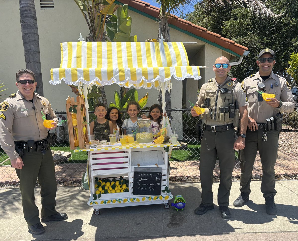 SLOSheriff's tweet image. Nothing says summer like a lemonade stand! 🍋
Deputies stopped by between calls today to support some local kids and their small business spirit. It’s always a win when we get to cool off and connect with the amazing families in our community!

#SLOSheriff #CommunityConnection…