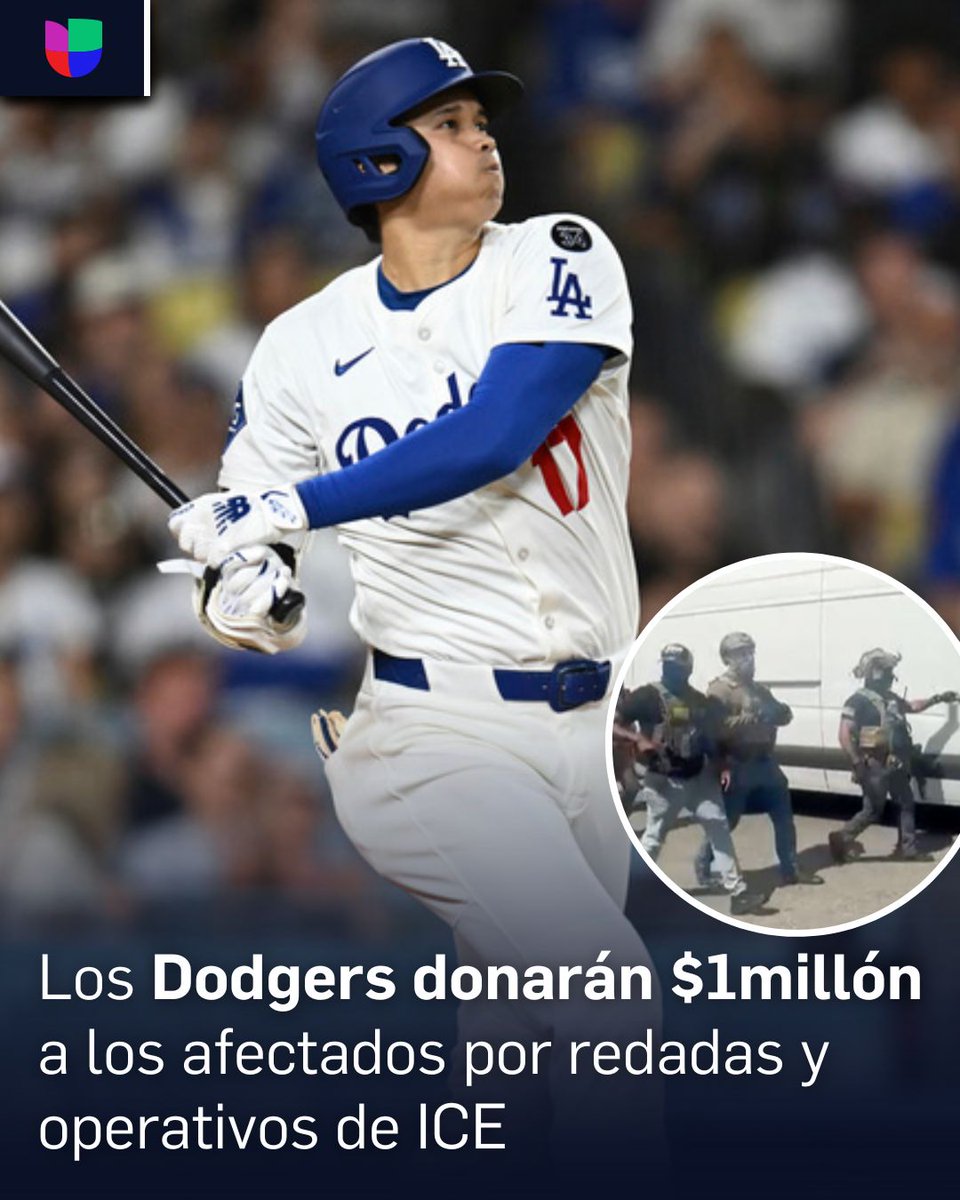 Los Dodgers donarán un millón de dólares a los afectados por redadas y operativos de ICE en Los Ángeles. ➡️ uni.vi/2h9X106ctNv