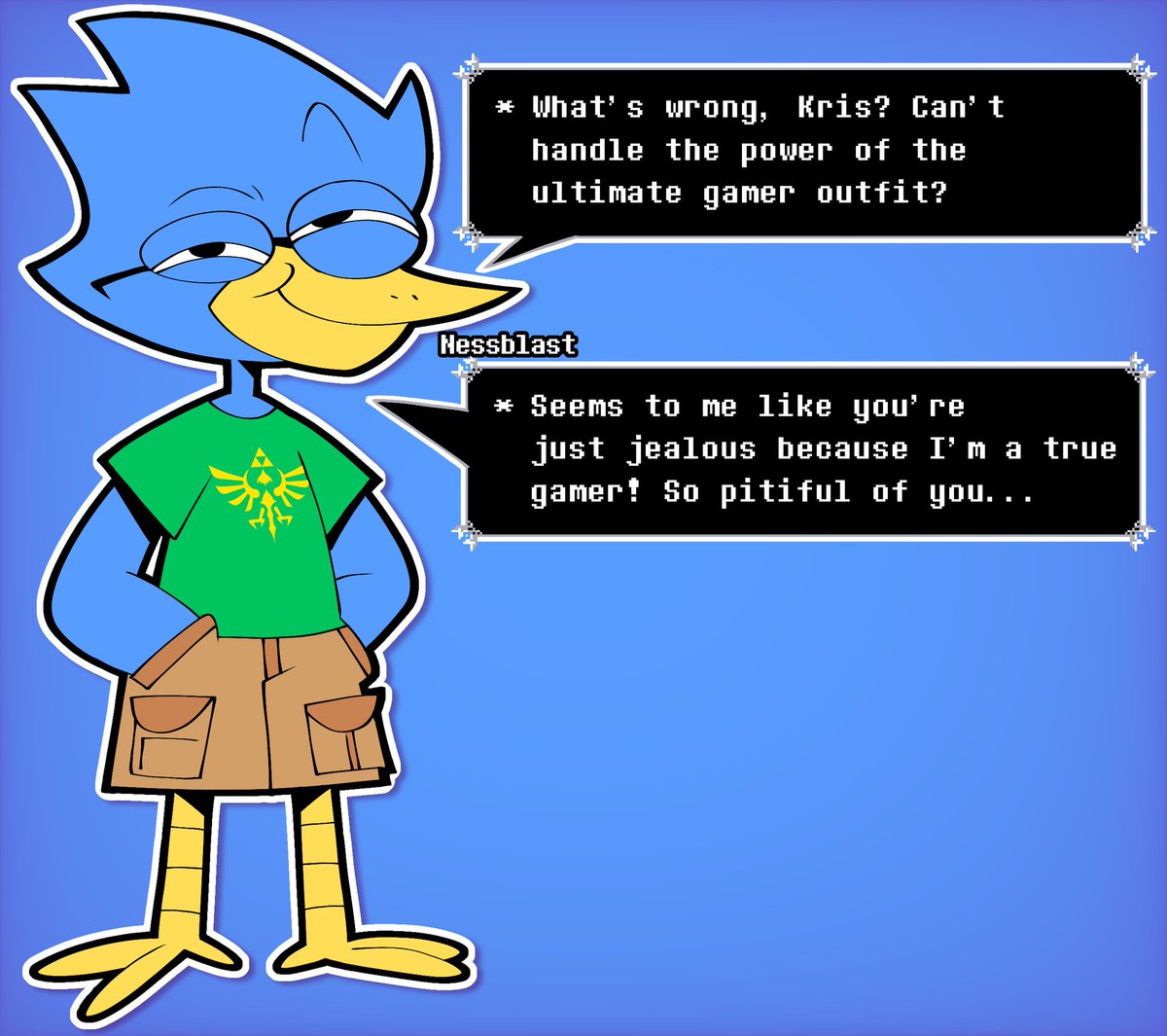 Nessblast's tweet image. with deltarune being relevant again i'm reposting this berdly drawing i made forever ago
#deltarune