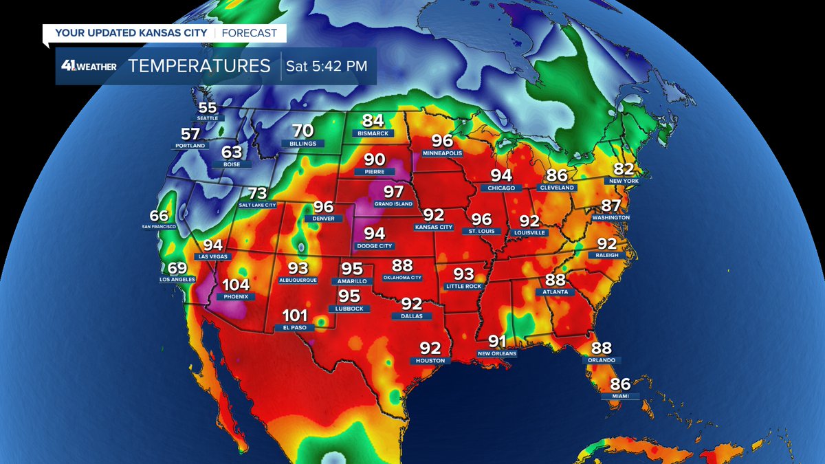 Jeff Penner (@jeffpennerkshb) on Twitter photo The high today was 93° for the 2nd straight day. Before Friday, the last time it was 93°, was September 20th.
This is the hottest stretch since August 28-29.
We are not alone in this heat as it is 96° in Minneapolis.
Our next cold front is 7-10 days away. <a href="/KSHB41/">KSHB 41 News</a> The high today was 93° for the 2nd straight day. Before Friday, the last time it was 93°, was September 20th.
This is the hottest stretch since August 28-29.
We are not alone in this heat as it is 96° in Minneapolis.
Our next cold front is 7-10 days away. <a href="/KSHB41/">KSHB 41 News</a>