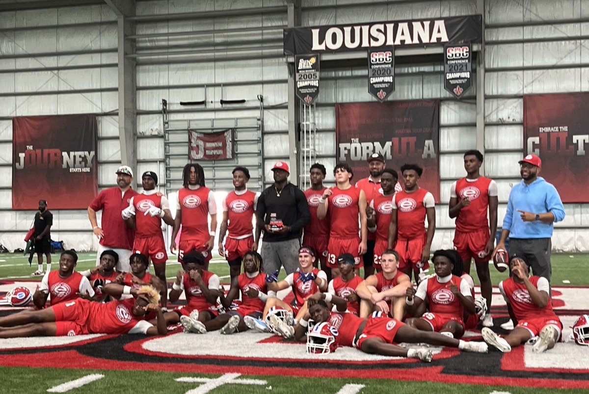 Louisiana vs. All Y’all (@lavsallyall) on Twitter photo Evangel Christian wins the Ragin’ Cajuns’ annual high school 7v7 tournament.
Explosive throughout the day, and able to scrap out a close title game vs. St. James in the championship. Evangel Christian wins the Ragin’ Cajuns’ annual high school 7v7 tournament.
Explosive throughout the day, and able to scrap out a close title game vs. St. James in the championship.