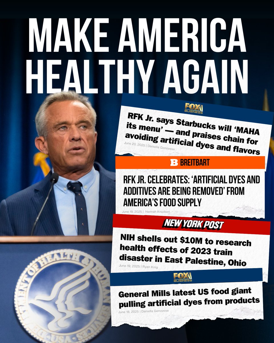 I applaud the companies stepping up and taking responsibility for the health of our country. Together, we will Make America Healthy Again.