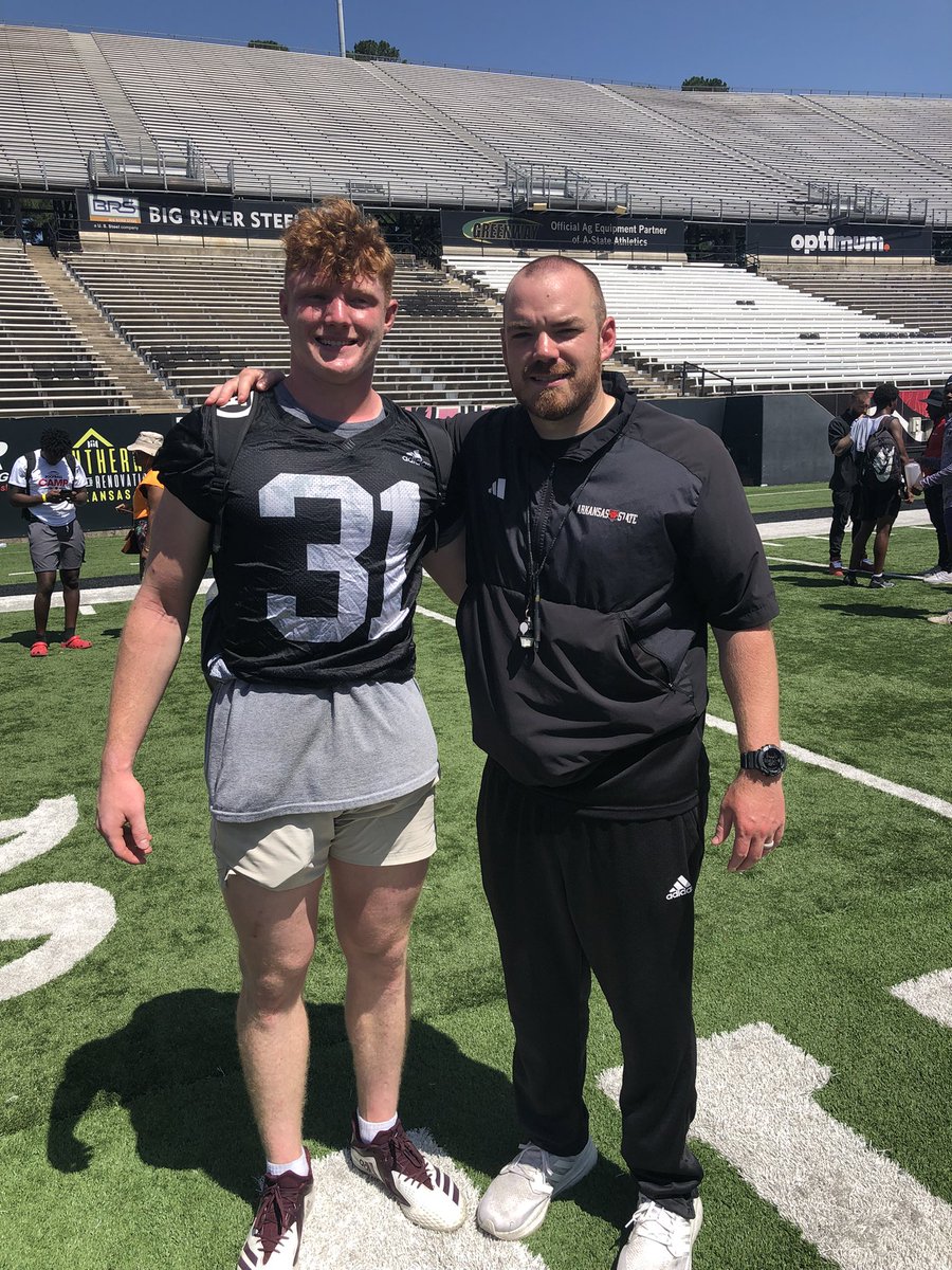 CalebMuse2026's tweet image. Had an amazing time at the Arkansas State camp today! Thank you to @Coach_GMcCarley for the coaching today! Also, thank you to @coachjmcdaniel for the coaching and tour afterwords!
Always good to see @CoachNickGrimes as well!
@Coach_Gow1 @CoachTKeller @coachH2bwill…