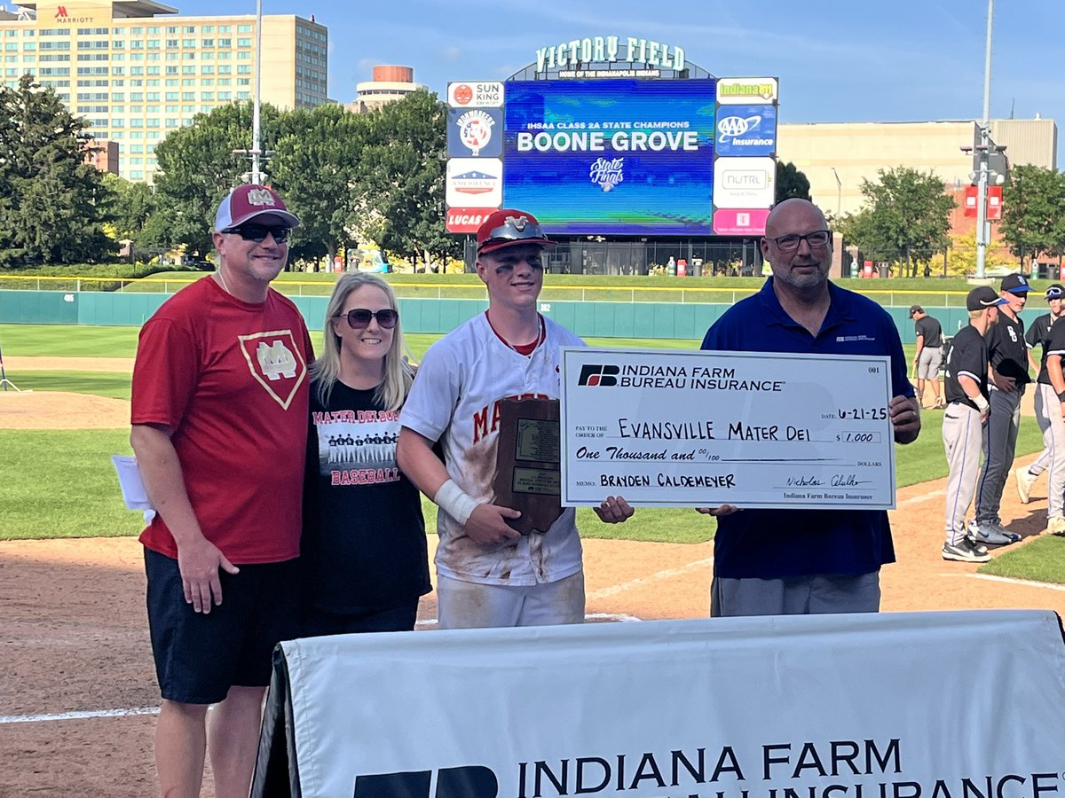 IHSAA (@ihsaa1) on Twitter photo Congratulations to Brayden Caldemeyer of Mater Dei High School, the recipient of this year’s L.V. Phillips Mental Attitude Award for Class 2A Baseball! 🎓⚾️
Our thanks to presenting partner <a href="/INFarmBureauIns/">Indiana Farm Bureau Insurance</a> !
<a href="/MaterDeisports/">Mater Dei Athletics</a> Congratulations to Brayden Caldemeyer of Mater Dei High School, the recipient of this year’s L.V. Phillips Mental Attitude Award for Class 2A Baseball! 🎓⚾️
Our thanks to presenting partner <a href="/INFarmBureauIns/">Indiana Farm Bureau Insurance</a> !
<a href="/MaterDeisports/">Mater Dei Athletics</a>