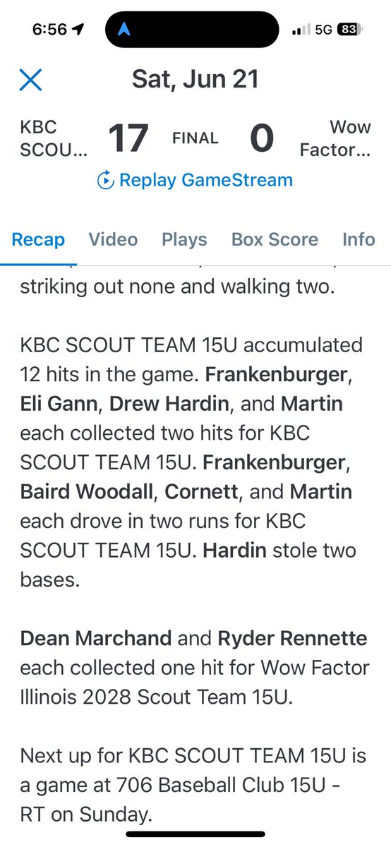 KBC Scout Team 15u (@kbcscout) on Twitter photo WOW!!! No pun intended! The bats were 🔥 today! 12 hits! <a href="/DHardin2028/">DrewHardin2028</a>, <a href="/e_gann2/">Eli Gann</a>, <a href="/BFrankenburger0/">Braxton Frankenburger</a>, and <a href="/JettMartin0823/">Jett Martin 2028</a> all with 2 hits each! <a href="/ReeceSwafford/">Reece Swafford</a> with the shutout! WOW!!! No pun intended! The bats were 🔥 today! 12 hits! <a href="/DHardin2028/">DrewHardin2028</a>, <a href="/e_gann2/">Eli Gann</a>, <a href="/BFrankenburger0/">Braxton Frankenburger</a>, and <a href="/JettMartin0823/">Jett Martin 2028</a> all with 2 hits each! <a href="/ReeceSwafford/">Reece Swafford</a> with the shutout!
