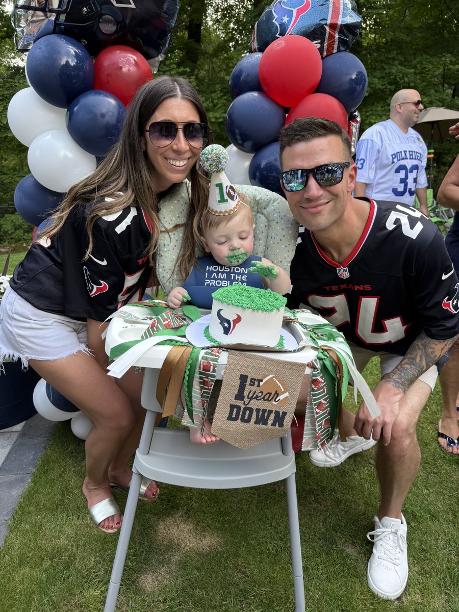 Celebrated my son Nico’s 1st birthday with a #Texans theme party all the way in New Jersey. The young man is ready to SWARM! #HTownMade