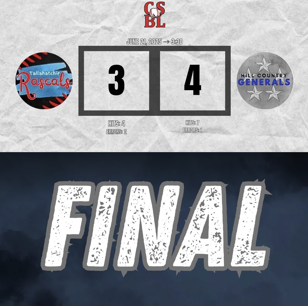 Final score of today’s 3:30 game‼️

Walk off 2 run HR by Luke Land!