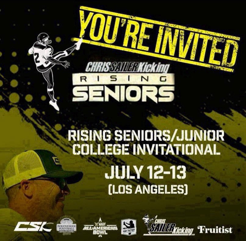 CSKRECRUITING's tweet image. Class of 2026! Want to Kick / Punt in the @polynesiabowl in Hawaii?
Your chance is coming July 12-13 at the CSK Rising Seniors Invitational in Los Angeles, CA!
Text Sailer at 818-209-8921.
Don’t miss out on this huge opportunity.