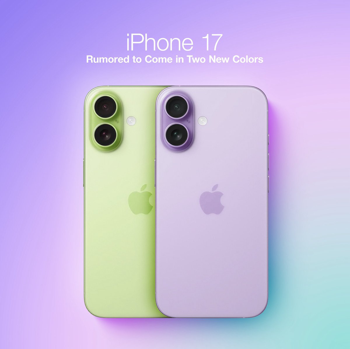 New Green and Purple colors are coming，for iPhone 17 ？

I do like this，can't wait to purchase one.
#iPhone17