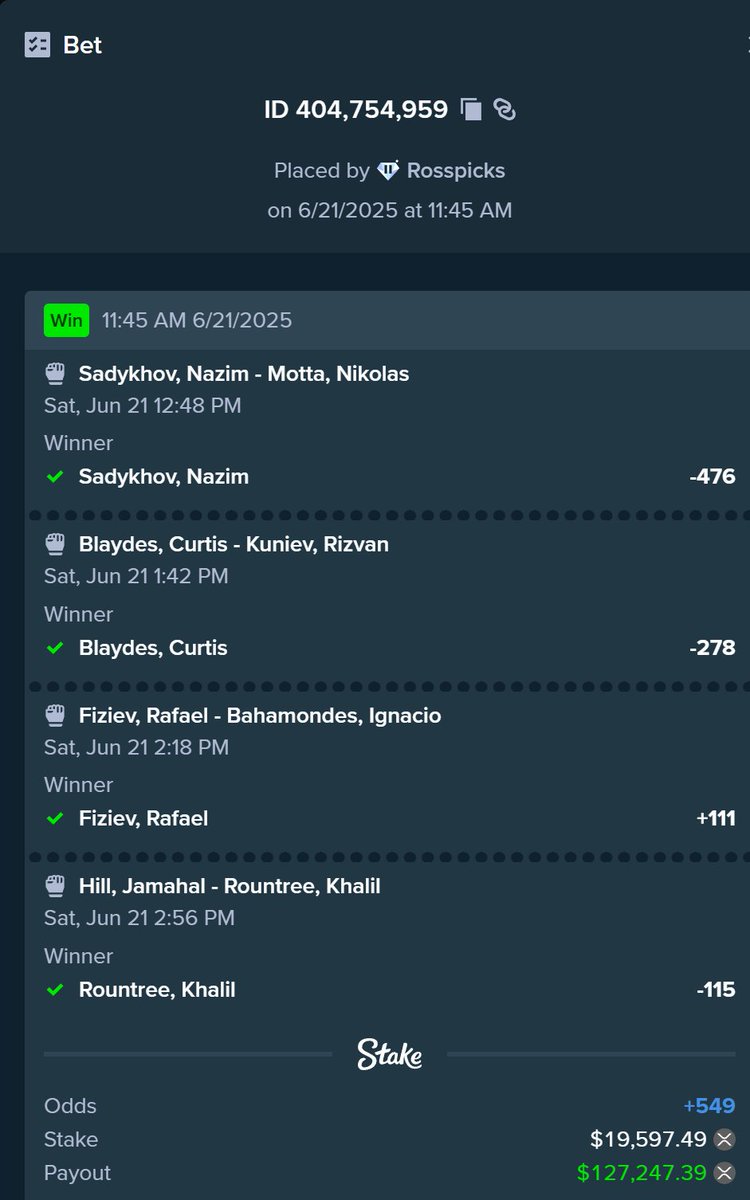 Ross picks (@rosspicks) on Twitter photo ๐จ I gave out this parlay LIVE on streamโฆ AND IT HIT! <a href="/Stake/">Stake.com</a> #ufc
โ
FREE. No cap.
I'm Giveaway a lot tip in comments ๐
Like (RT) + follow <a href="/RossPicks/">Ross picks</a> & <a href="/demize21/">DeMize</a> mustโ
Comment #stake names & tag 2 friends๐
Let them know who really runs this betting game ๐๐ฅ
Use code : ๐จ I gave out this parlay LIVE on streamโฆ AND IT HIT! <a href="/Stake/">Stake.com</a> #ufc
โ
FREE. No cap.
I'm Giveaway a lot tip in comments ๐
Like (RT) + follow <a href="/RossPicks/">Ross picks</a> & <a href="/demize21/">DeMize</a> mustโ
Comment #stake names & tag 2 friends๐
Let them know who really runs this betting game ๐๐ฅ
Use code :