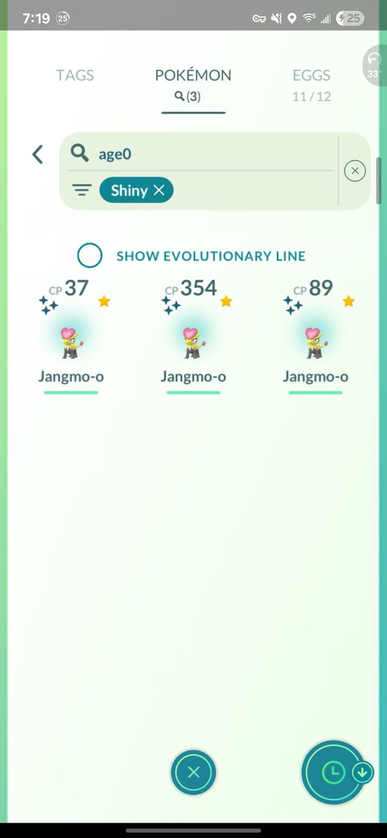 koonjmasta's tweet photo. Wasn't able to actively play Jangmo-o community day but at least the autocatcher got enough shinies for the family 🤷‍♂️ #pokemongo #shinypokemon https://t.co/sGldyF44qa