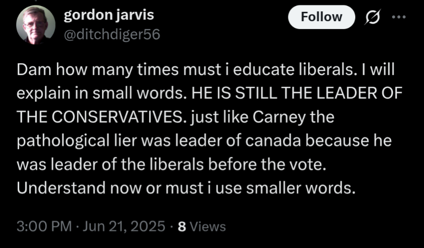calmecam's tweet photo. Fool enters the room #ChinUpAssOut like he's intellectually superior.

How many times must we educate PPstans?

Stornoway is the residence of the leader of the opposition.

HE IS NOT THE LEADER OF THE OPPOSITION.

It's about correct words, you basic size queen.
 
#YayCivics https://t.co/bELVtP32UA