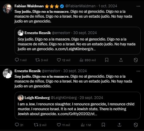 Miles de judíos y judías en todo el mundo nos expresamos en el mismo sentido: no al genocidio, no a Israel, y dijimos que no hay nada de judío en un genocidio.
Miren qué serio es el informe de la DAIA que todos entramos en la estadística de expresiones antisemitas.