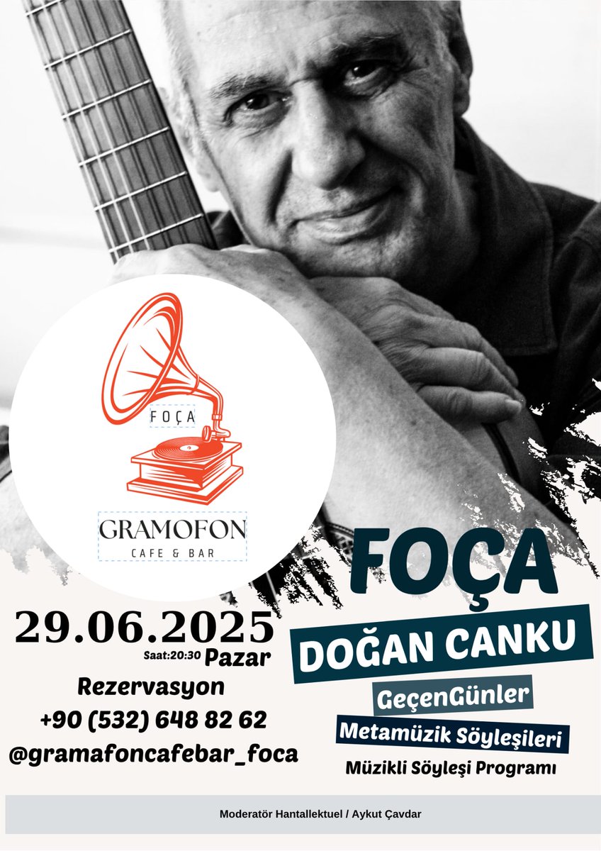 29.06.2025 Pazar Saat:21:00 Doğan Canku'nun 60 yılı aşan müzik öyküsü #Gramofonfoça  izleyicisiyle buluşuyor. Modern Folk Üçlüsün'den, Solo kariyerine Türk Müziğinde mihenk taşı olmuş #DoğanCanku Metamüzik Söyleşileri başlığıyla Geçen Günler'i anlatıyor.