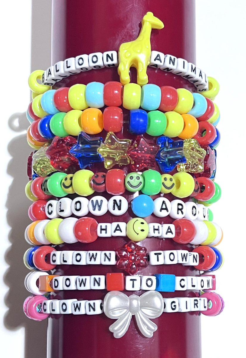 KandiRager's tweet photo. ❤️💙💛ᑕᒪOᗯᑎᑕOᖇᗴ💛💙❤️

Set of 10 randomly selected CLOWNCORE Kandi Bracelets

https://t.co/uEQ31Oxrqp https://t.co/q4ZULJxgKu