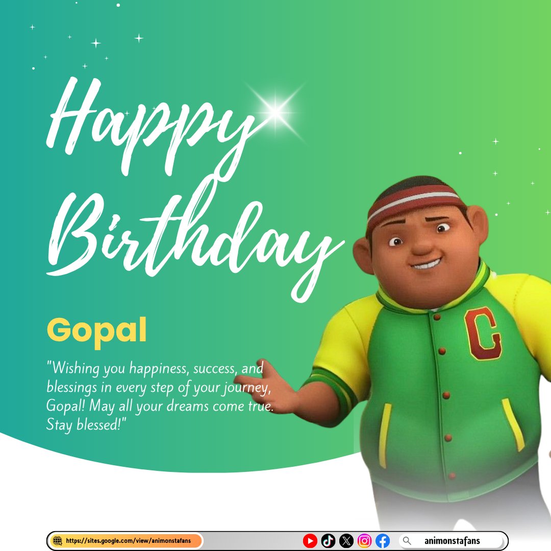 Selamat Hari Jadi, Gopal!! 🎉🍰
Harap kau sentiasa sihat, ceria, dan terus jadi kawan paling kelakar dan paling setia dalam pasukan. 

Dari sahabat terbaikmu, Boboiboy ⚡
#HappyBirthdayGopal #BoBoiBoy