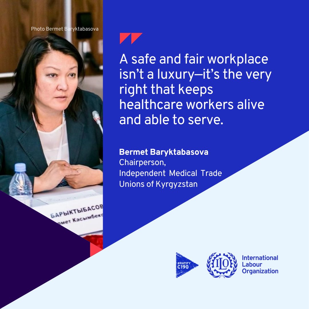 As we celebrate the the sixth anniversary of the ILO Violence and Harassment Convention, a story from #Kyrgyzstan 🇰🇬 reminds us: when workers and unions speak out, workplaces become safer.

Real change is possible. #RatifyC190

Read the story here ilo.org/resource/artic…