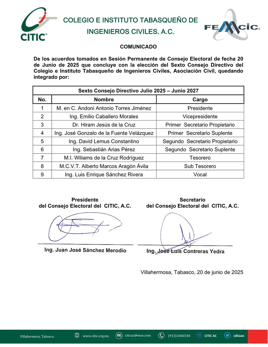 citicac's tweet photo. Se llevó a cabo la elección del Sexto Consejo Directivo del @citicac periodo 2025 - 2027, siendo electo Presidente el M. en C. Andoni Antonio Torres Jiménez.

Felicidades a los miembros asistentes a la elección, fue una excelente participación

Éxitos y enhorabuena
@_AndoniTorres https://t.co/4Ouyh77f5e