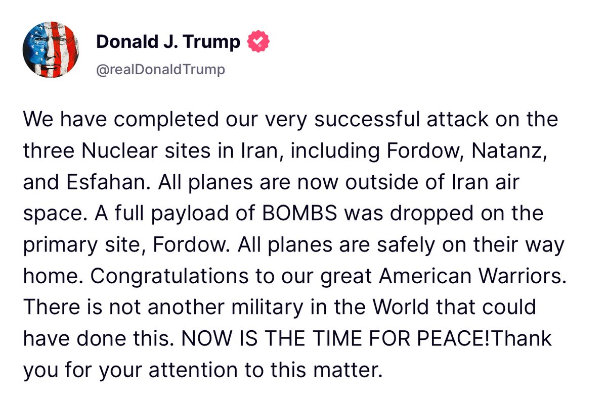 We attacked Iran.

We bombed their nuclear sites.
