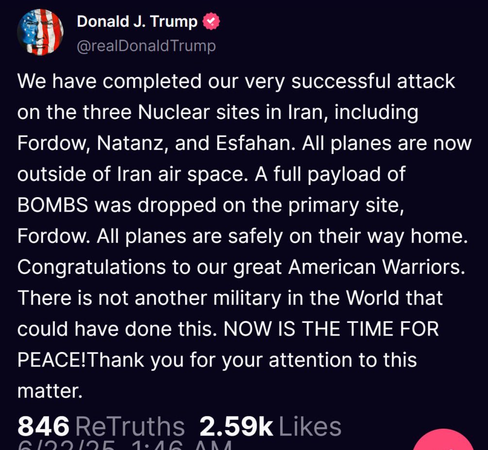 دیدید گفتم شب خاصیههههه. 
آمریکا به نطنز و فردو حمله کرده.