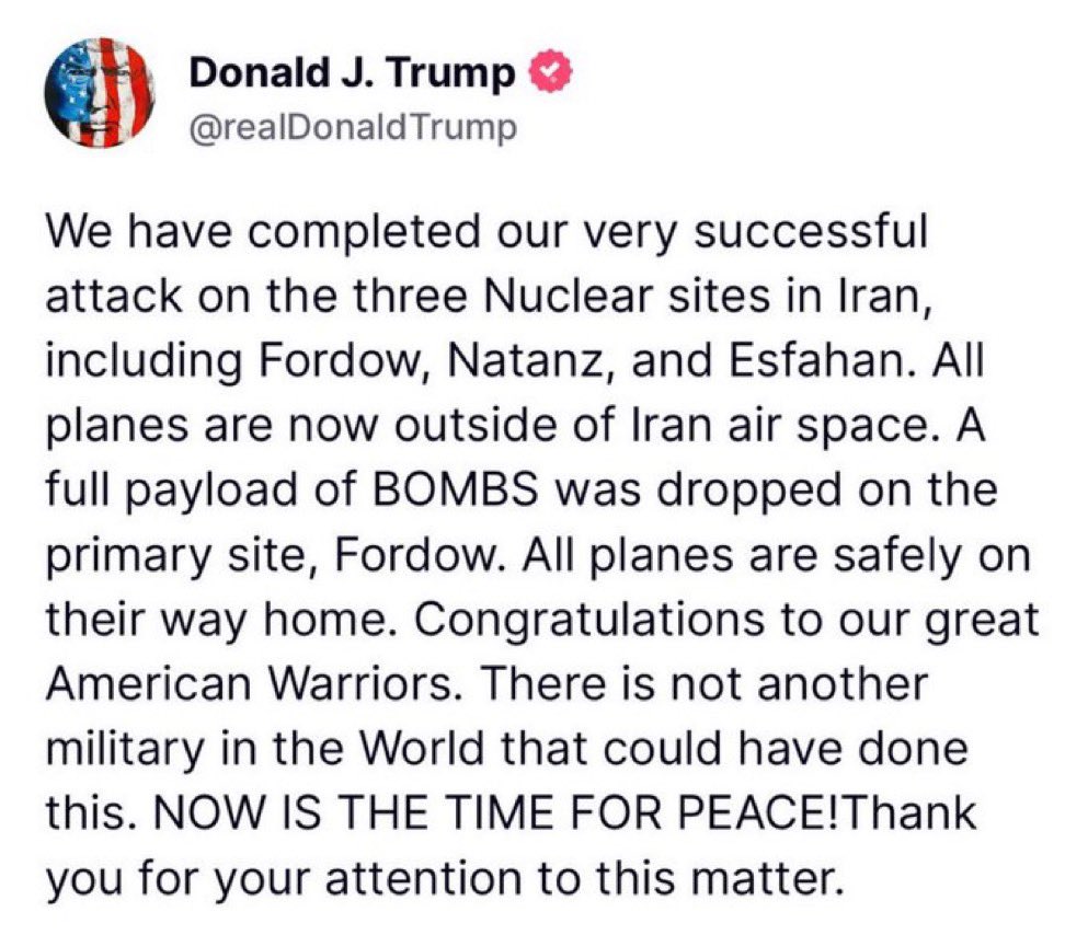 TypeMediaX's tweet image. 🚨BREAKING:
United States launches attack on Iran's nuclear facilities.