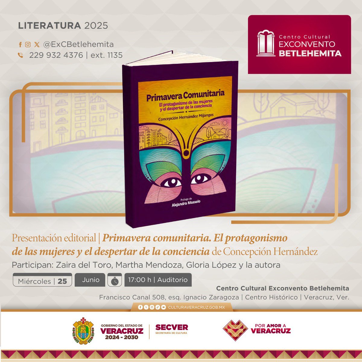 🌼Primavera comunitaria. El protagonismo de las mujeres y el despertar de la conciencia de Concepción Hernández, se presentará el miércoles 25, #DiaNaranja. 

Participarán con la autora, Zaira del Toro, Martha Mendoza y Gloria López.
🕔17 h 🟠¡Asiste!