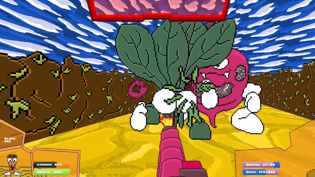 guyzacgfg's tweet image. The beetrootiser weapon, taking down the spinach and beetroot enemy! @gamemakerstudio @aseprite #gamemakerstudio #gamemaker #gamedevelopment #gamedev #aseprite #pixelart #gameart #fps #retrofps #boomershooter #games #game #retro #oldschool #vegoutcrew