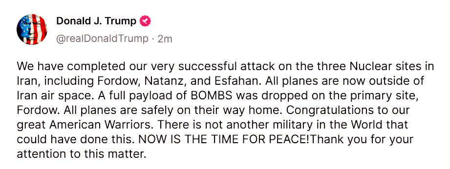 🚨NOW: USA BOMBS NUCLEAR SITES 

And not a single American died. 
No World War 3. 

Just the sound of a safer world.