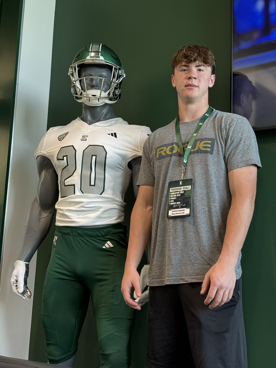 Jackson Reynolds | C/O '27 (@jw_reynolds44) on Twitter photo After a great conversation with <a href="/Coach_Creighton/">Chris Creighton</a>, I am blessed to receive an offer to play football for <a href="/EMUFB/">Eastern Michigan Football</a>.
<a href="/EMUFBRecruiting/">EMU Football Recruiting</a> <a href="/CoachBenNeedham/">Ben Needham</a> <a href="/CoachSDugan/">Sean Dugan</a> <a href="/AllenTrieu/">Allen Trieu</a> <a href="/CoachTMunson/">Trevor Munson</a> <a href="/CoachBHumbert/">Brock Humbert</a> <a href="/TylerThedorff/">Tyler Thedorff</a> <a href="/btroher14/">Bryce Troher</a> @rivals <a href="/GregSmithRivals/">Greg Smith</a> <a href="/adamgorney/">Adam Gorney</a> <a href="/Rivals/">Rivals</a>Friedman After a great conversation with <a href="/Coach_Creighton/">Chris Creighton</a>, I am blessed to receive an offer to play football for <a href="/EMUFB/">Eastern Michigan Football</a>.
<a href="/EMUFBRecruiting/">EMU Football Recruiting</a> <a href="/CoachBenNeedham/">Ben Needham</a> <a href="/CoachSDugan/">Sean Dugan</a> <a href="/AllenTrieu/">Allen Trieu</a> <a href="/CoachTMunson/">Trevor Munson</a> <a href="/CoachBHumbert/">Brock Humbert</a> <a href="/TylerThedorff/">Tyler Thedorff</a> <a href="/btroher14/">Bryce Troher</a> @rivals <a href="/GregSmithRivals/">Greg Smith</a> <a href="/adamgorney/">Adam Gorney</a> <a href="/Rivals/">Rivals</a>Friedman