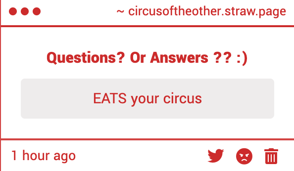 othercircus's tweet photo. THE CIRCUS!!!!!!! 😨😨😨 https://t.co/mfitauati6