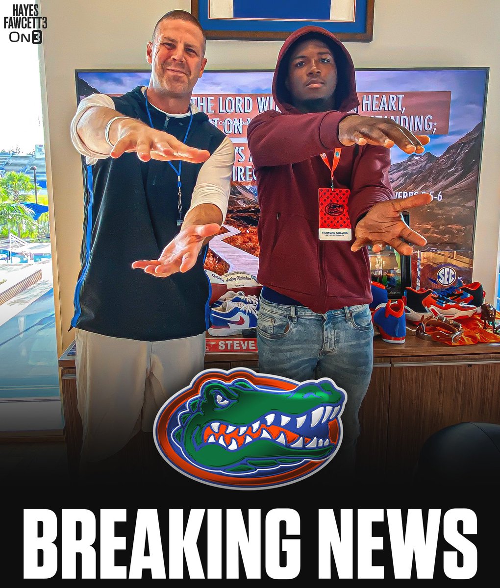 BREAKING: Four-Star ATH Tramond Collins (2027) has Committed to Florida, he tells me for @on3recruits

The 6’2 185 ATH from Cottondale, FL chose the Gators over Tennessee, Auburn, &amp; others

Ranked as the No. 4 ATH in ‘27 (On3)

“Finally home, Go Gators🐊”

on3.com/db/tramond-col…