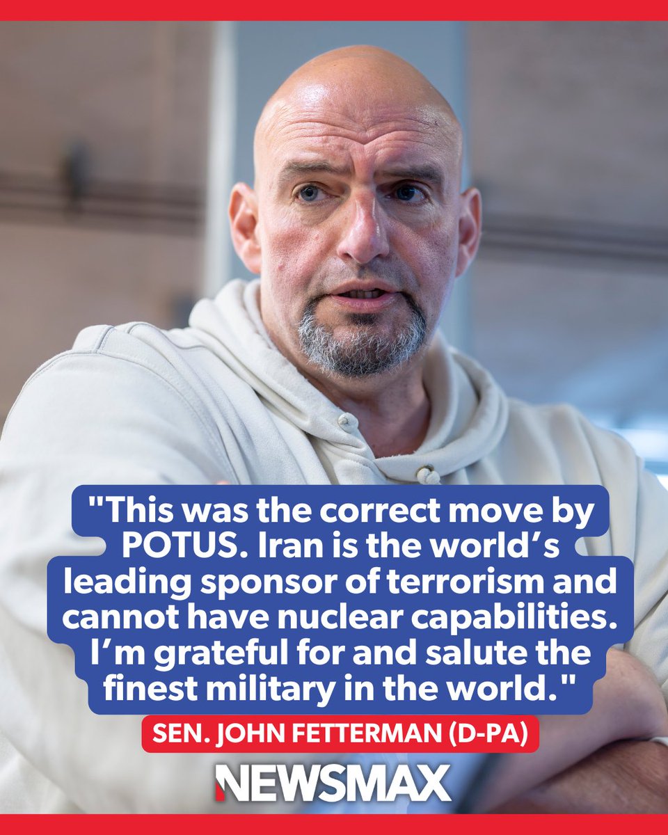 Sen. John Fetterman (D-PA), speaking out after Saturday night's bombings by the U.S. on three major Iranian nuclear sites, said the action was the "correct move" by President Donald Trump.