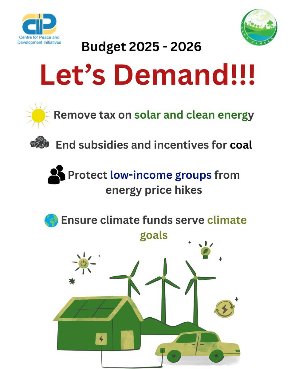 🔊 Let’s Demand Climate Justice! 🔊
✅ Remove tax on solar &amp; clean energy
❌ End subsidies &amp; incentives for coal
🛡️ Protect low-income groups from energy price hikes
🌍 Ensure climate funds serve real climate goals

People over polluters. Justice over profits.
Raise your voice