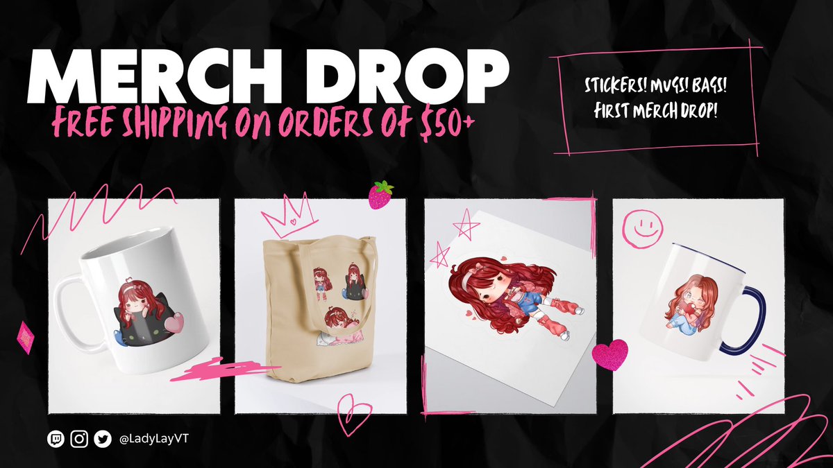 ໊ (@ladylayvt) on Twitter photo my first ever merch is officially LIVE! :o
come get your very own LadyLay cups, stickers, and totes at ladylayvt-shop.fourthwall.com ⸜( ´ ꒳ ` )⸝
reminder: there is free shipping automatically applied on orders of $50 or more! ♡
all merch art was made by the lovely <a href="/ameblum/">💗ame💗| VGen comms open!</a> ! my first ever merch is officially LIVE! :o
come get your very own LadyLay cups, stickers, and totes at ladylayvt-shop.fourthwall.com ⸜( ´ ꒳ ` )⸝
reminder: there is free shipping automatically applied on orders of $50 or more! ♡
all merch art was made by the lovely <a href="/ameblum/">💗ame💗| VGen comms open!</a> !