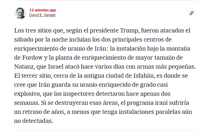 Parece que finalmente EEUU ha bombardeado Irán.
nytimes.com/live/2025/06/2…