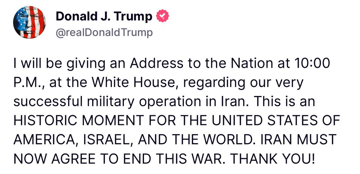 Trump dará un mensaje sobre la operación militar en Irán