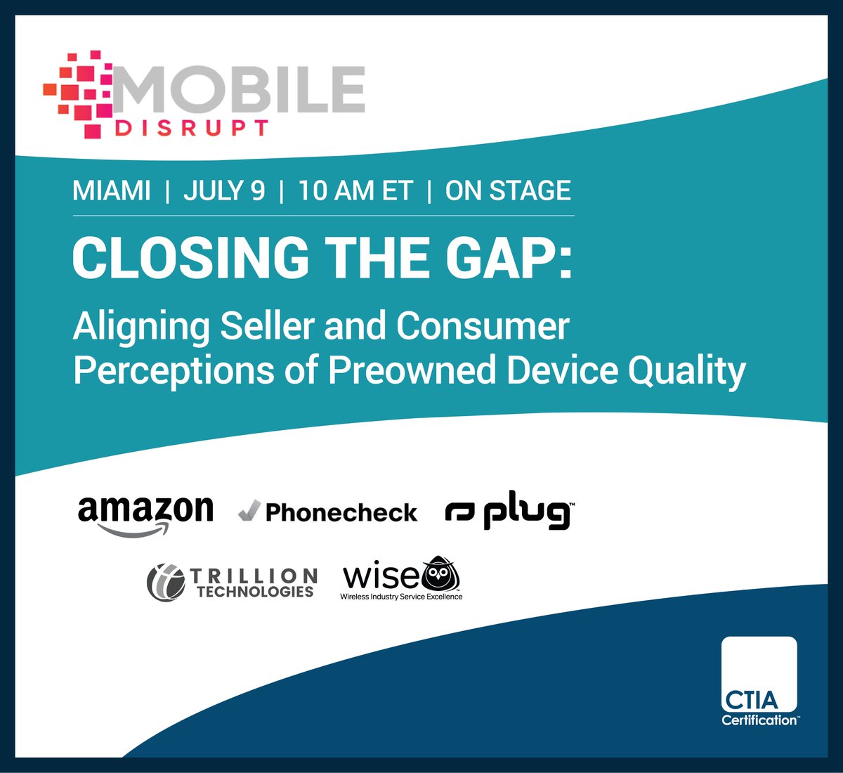 Wise Certification (@wisecert) on Twitter photo The secondary market is booming, but with challenges. Join us at Mobile Disrupt for an open discussion: Closing the Gap: Aligning Seller and Consumer Perceptions of Preowned Device Quality. Our panelists will address issues head-on, sharing insights & explore strategies. The secondary market is booming, but with challenges. Join us at Mobile Disrupt for an open discussion: Closing the Gap: Aligning Seller and Consumer Perceptions of Preowned Device Quality. Our panelists will address issues head-on, sharing insights & explore strategies.