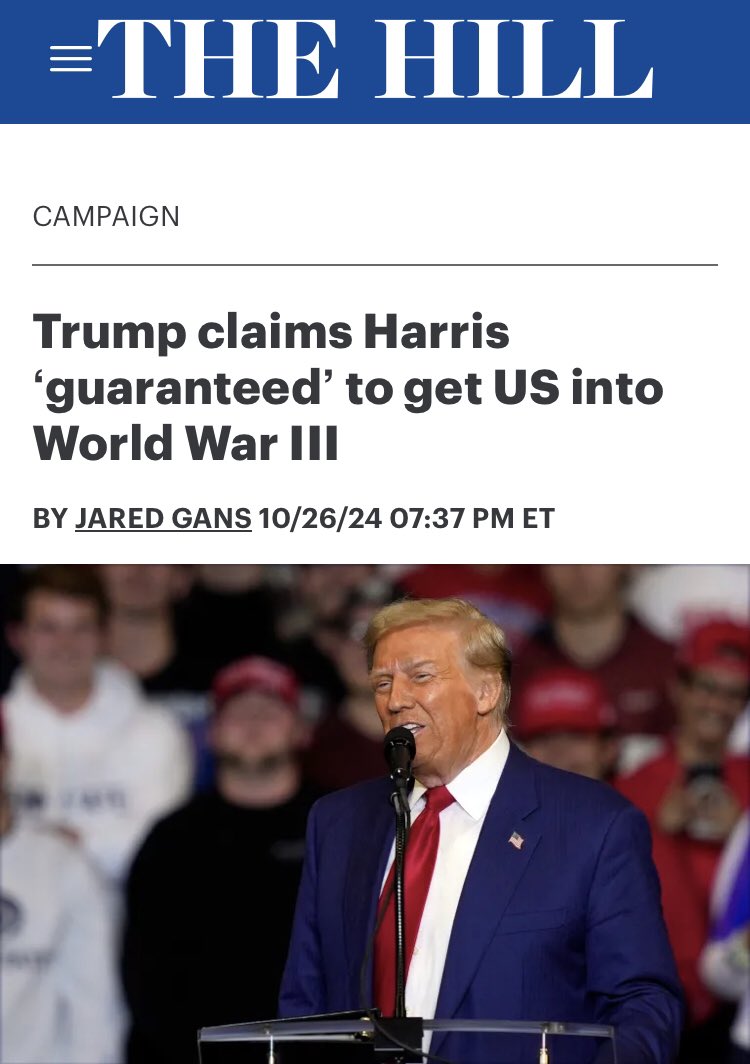 Phil T McNasty Canadian 🇨🇦 (@imanastycanuck) on Twitter photo “To make her president would be to gamble with the lives of millions of people. She would get us into a World War III guaranteed because she is too grossly incompetent to do the job,” Trump said.
There’s always a quote. “To make her president would be to gamble with the lives of millions of people. She would get us into a World War III guaranteed because she is too grossly incompetent to do the job,” Trump said.
There’s always a quote.