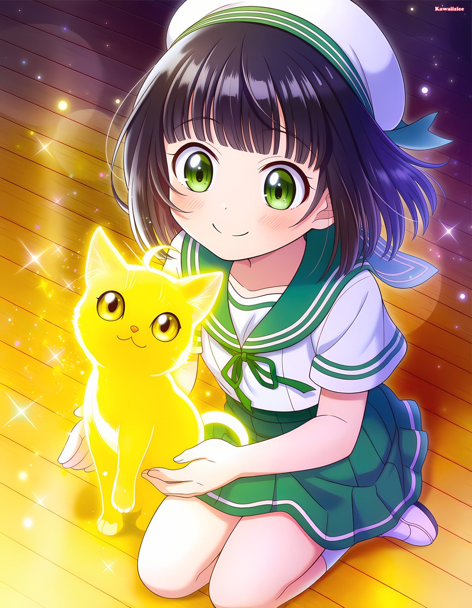 Kawaiizice's tweet photo. Ontem tivemos a Lina da Vidu com sua gatinha brilhante... 🐱
E agora, nossa Lina da Kawaiizice (com sua respectiva gatinha brilhante!) ☀️ 

#Kawaii #OC #AIイラスト https://t.co/kJY3djthmg