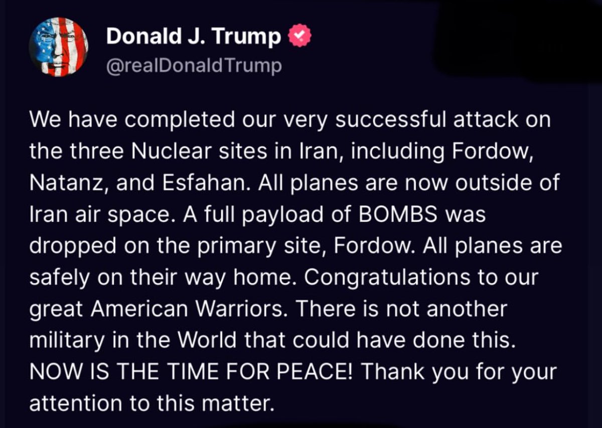 Well. We just turned 3 Iran nuke sites into parking lots…