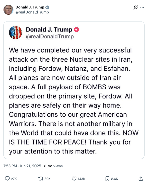 dropping bombs and then immediately calling for peace...