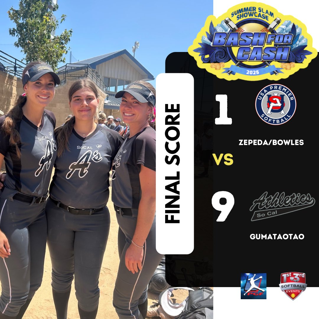 So Cal Athletics Gumataotao (@scas_gumataotao) on Twitter photo Head into bracket play tomorrow as #1 in pool E after our game 3 win today. <a href="/reesestiner2025/">Reese Stiner</a> and <a href="/KaylaSoftball77/">Kayla Fullalove-Silveira-2025</a> went yard while <a href="/KayleeDavis2025/">Kaylee Davis</a> threw well in the circle. Bracket game 1 tomorrow 9:45am vs TBD <a href="/1stto3rdTourney/">1st to 3rd Softball</a> <a href="/PGFnetwork/">PGF</a> #summerslamshowcase #lionsonly🦁 Head into bracket play tomorrow as #1 in pool E after our game 3 win today. <a href="/reesestiner2025/">Reese Stiner</a> and <a href="/KaylaSoftball77/">Kayla Fullalove-Silveira-2025</a> went yard while <a href="/KayleeDavis2025/">Kaylee Davis</a> threw well in the circle. Bracket game 1 tomorrow 9:45am vs TBD <a href="/1stto3rdTourney/">1st to 3rd Softball</a> <a href="/PGFnetwork/">PGF</a> #summerslamshowcase #lionsonly🦁