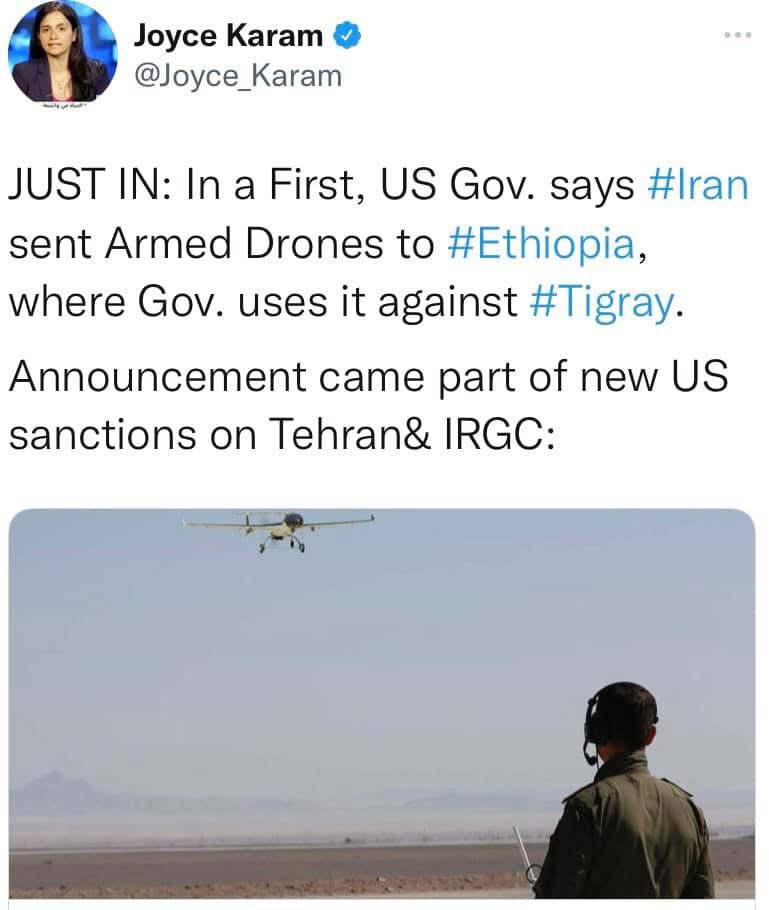 The #Iran|ian regime supplied drones to Ethiopia’s war on #Tigray that killed over 600,000 civilians. What goes around comes around. 
#TigrayGenocide