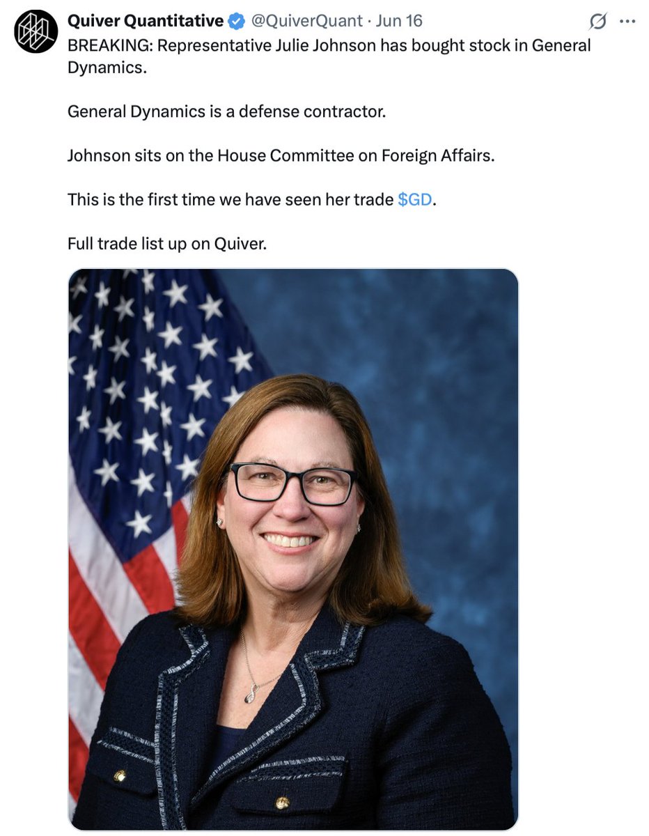 We spent the last two weeks sounding the alarm on purchases of defense stocks by politicians on armed services committees.

The US just carried out strikes on Iran.

Regardless of opinions on the attack, I think most would agree that Congress should not be trading defense stocks.