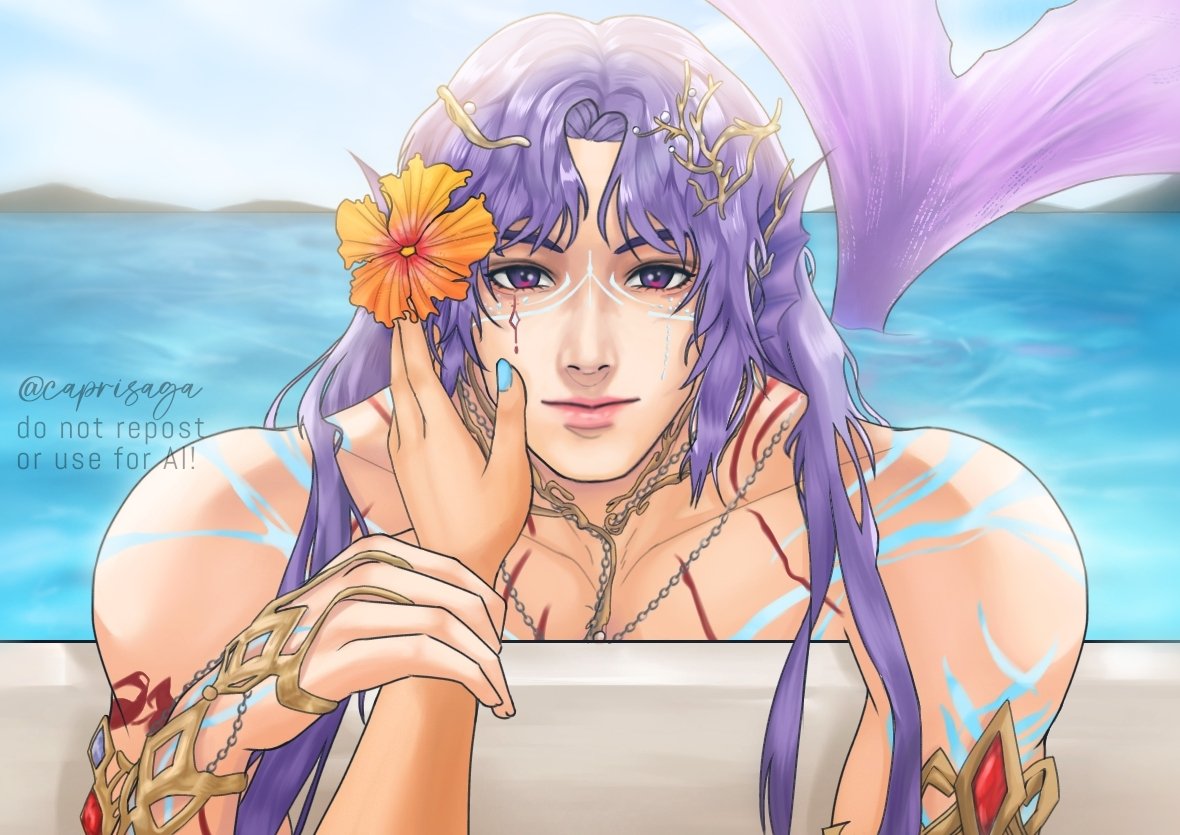 caprisaga's tweet photo. A rendezvous in summer 🌺🐟

#Rafayel #RafayelLemurianSeaGod #LoveandDeepspace #祁煜 #恋と深空 #loveanddeepspacefanart #artmoots https://t.co/wGjY8JJQTN