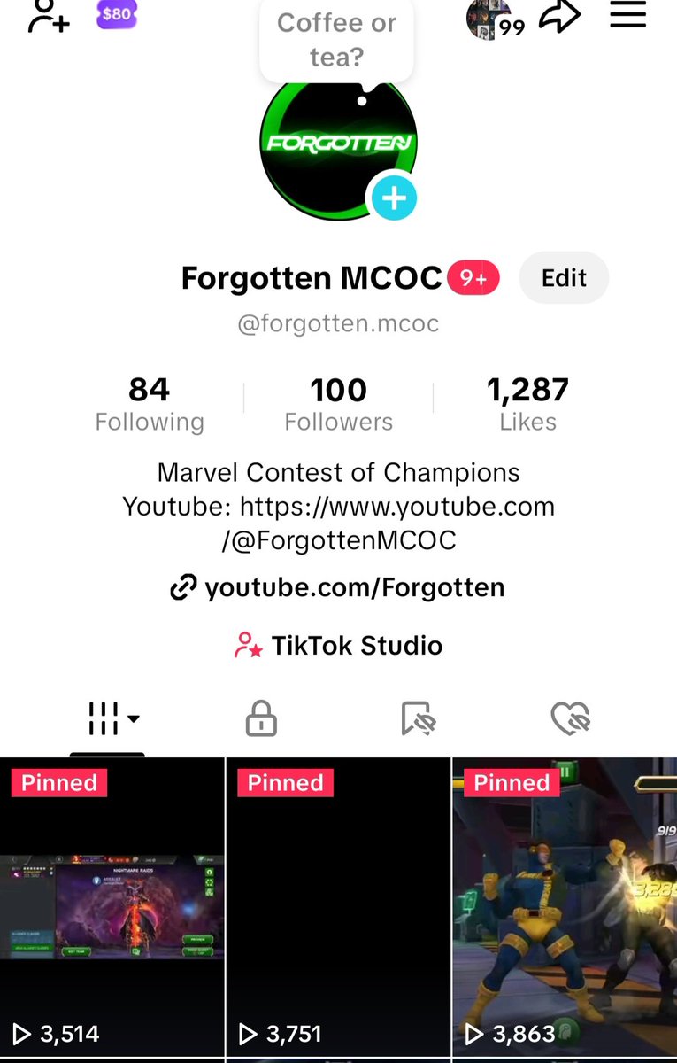 Forgotten_MCOC's tweet image. We hit 100 followers and over 1K likes on TikTok @MarvelChampions
