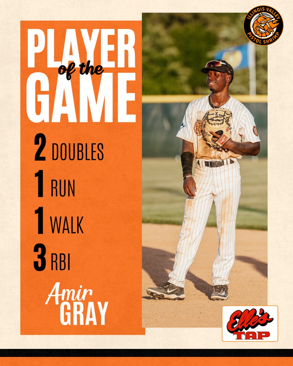 Amir Gray is tonight’s Player of the Game! 🦐

Gray doubled twice to drive in 3 runs in the victory! #FearTheClaw

presented by Elle's Tap!