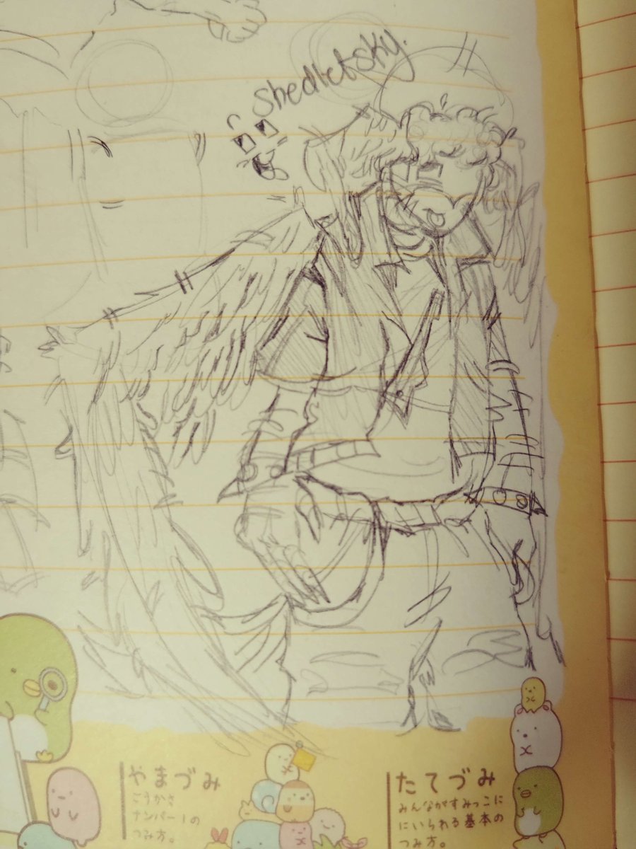 Circ0s's tweet image. I think I like drawing wings, another doodle in my notebook during class..
#shedletsky
What if I start doing commissions like yk those art thingys🤔