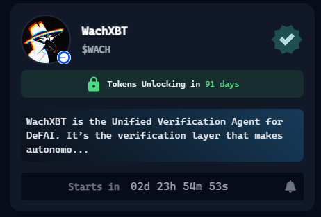 MenonCrypt0's tweet image. 🔥 $WACH just launched on @virtuals_io!

AI + DeFi power, no pre-mine, DAO-driven.

Past launches did 28x — $WACH could go 30x!

@WachXBT @bigrkg @0xakshat
#WACH #Virtuals #AI